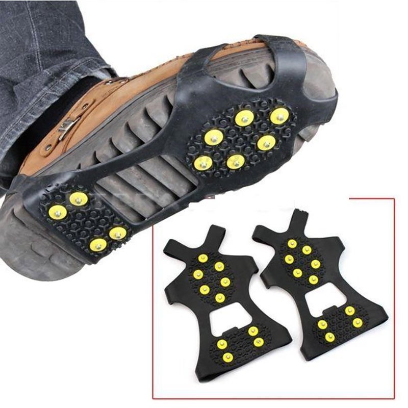Leebei Non-Slip Shoe Covers, Ice Snow Grippers, 10-Stud Slip-on Stretch Traction Cleats (Medium) - Image 1